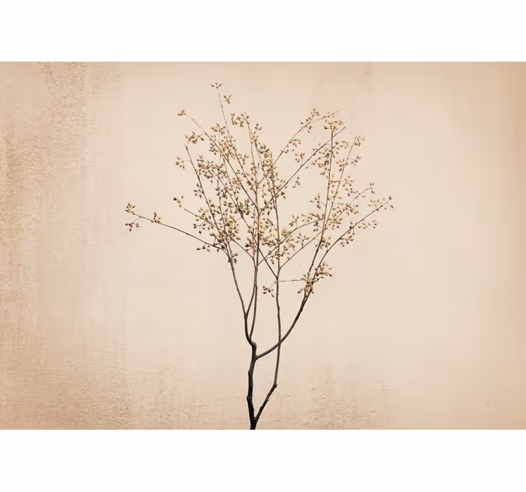 Beige blind with japandi style floral design - TenStickers