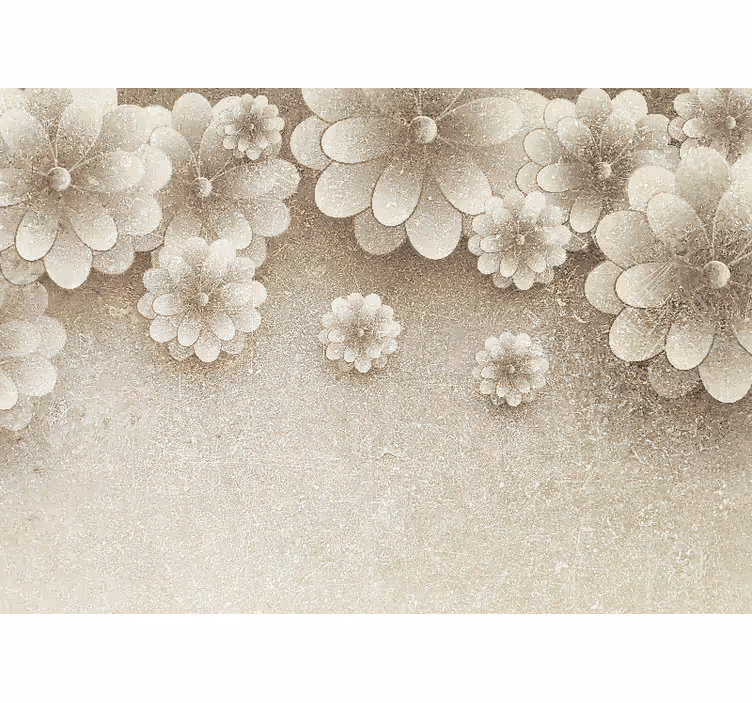 Beige blind with 3d flower effect in grey color - TenStickers