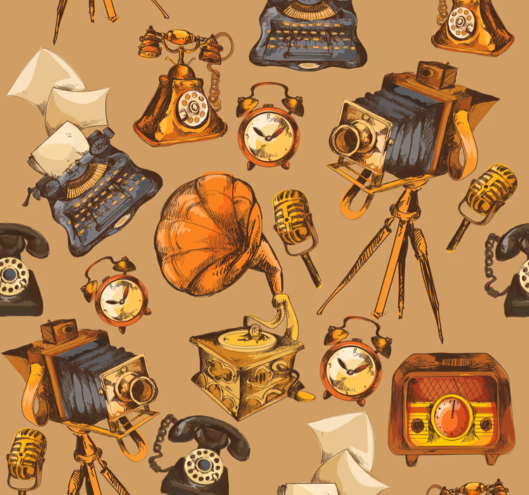 Vintage roller blind vintage object montage - TenStickers