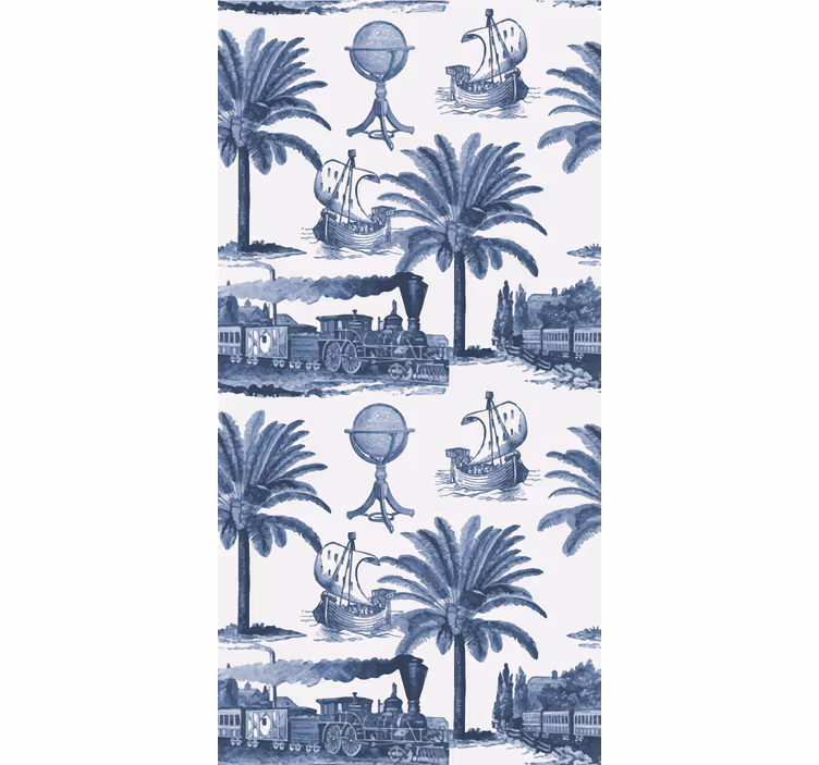 Vintage roller blind french blue vintage pattern - TenStickers