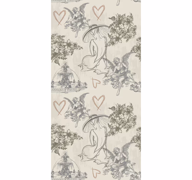 Vintage roller blind with vintage french romantic pattern - TenStickers