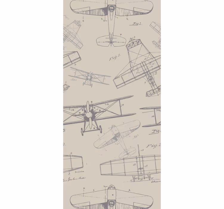 Vintage roller blind with vintage airplane pattern - TenStickers