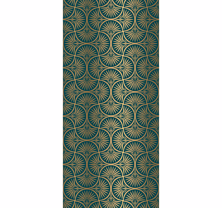 Vintage roller blind in turquoise and gold decor - TenStickers