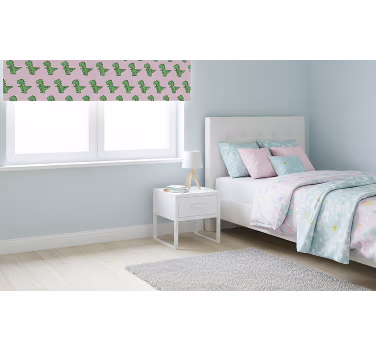 Pink blind with little dinosaurs on pink background - TenStickers