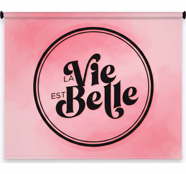 Pink blind with black text on a pink background - TenStickers