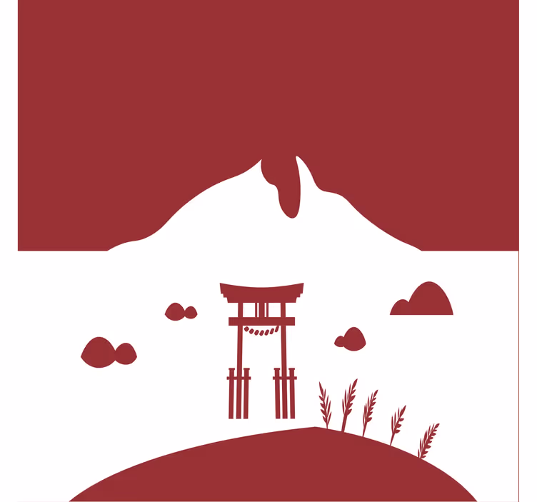 Living room blind with japanese lake and mountain design - TenStickers