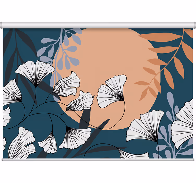 Living room blind in glamorous ginkgo colors - TenStickers