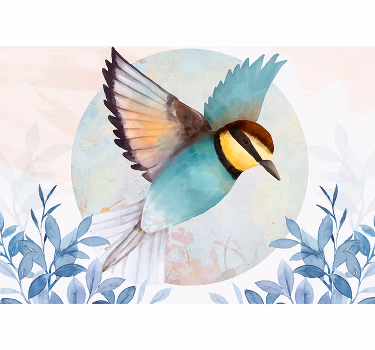 Living room blind with glamorous artistic bird design - TenStickers