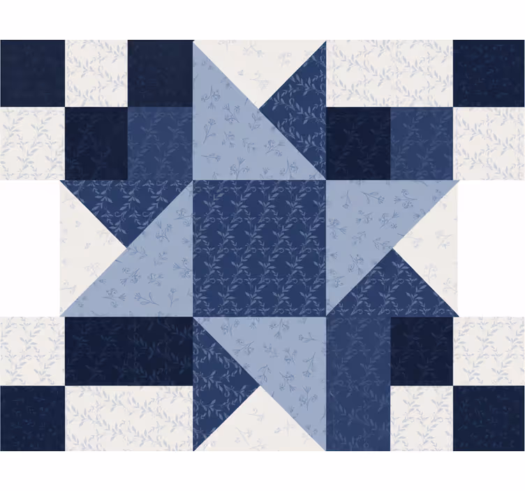 Living room blind in patchwork blue star triangles - TenStickers