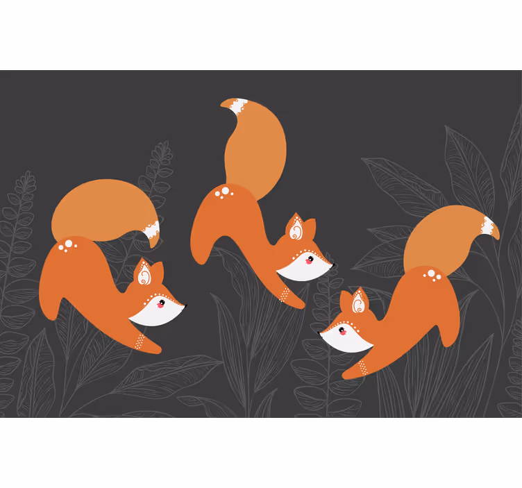 Living room blind with scandinavian forest foxes - TenStickers