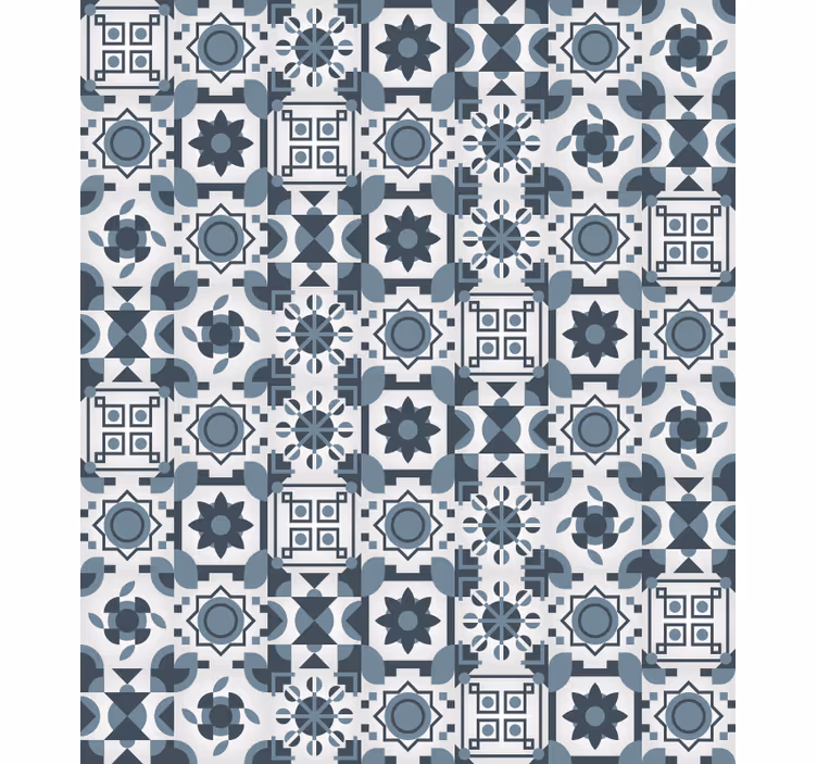 Bedroom blind with geometric tile pattern - TenStickers