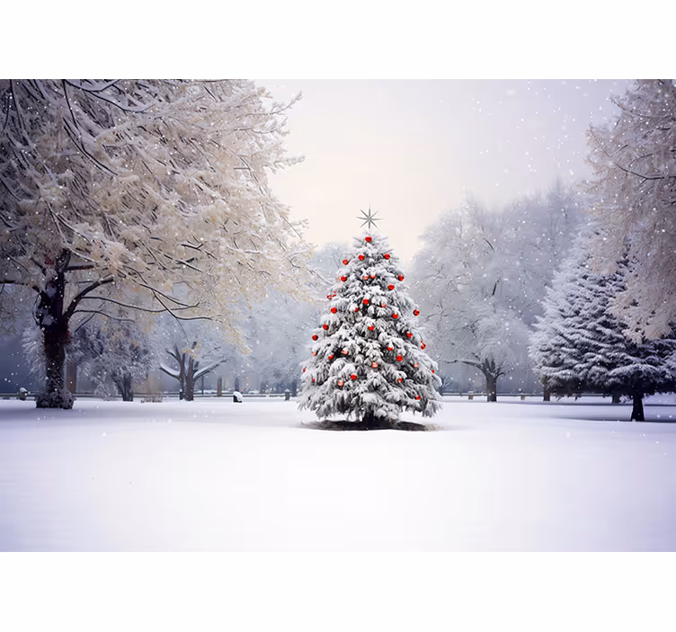White blind christmas fir in the snow - TenStickers