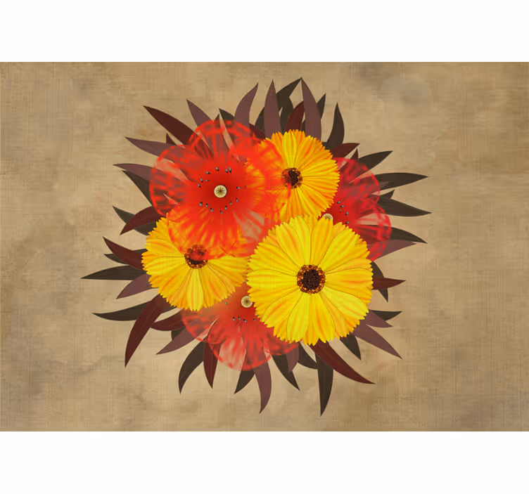 Beige blind with red and yellow poppies design - TenStickers