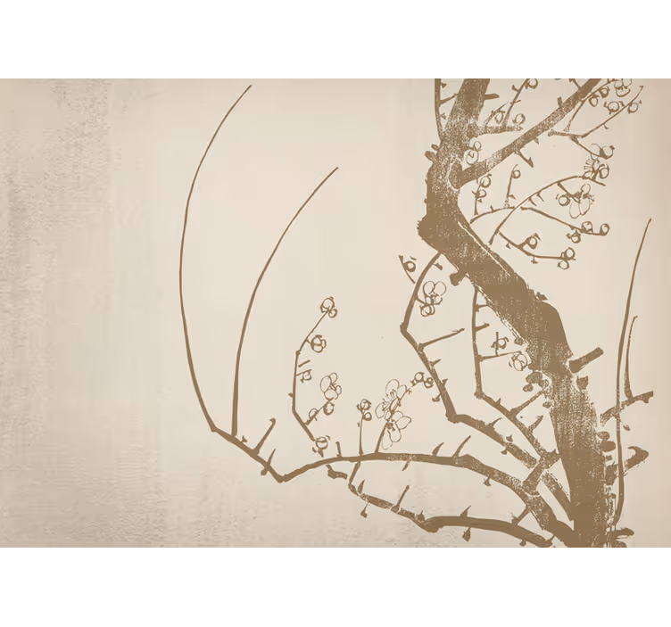 Beige blind japandi style tree curtain - TenStickers