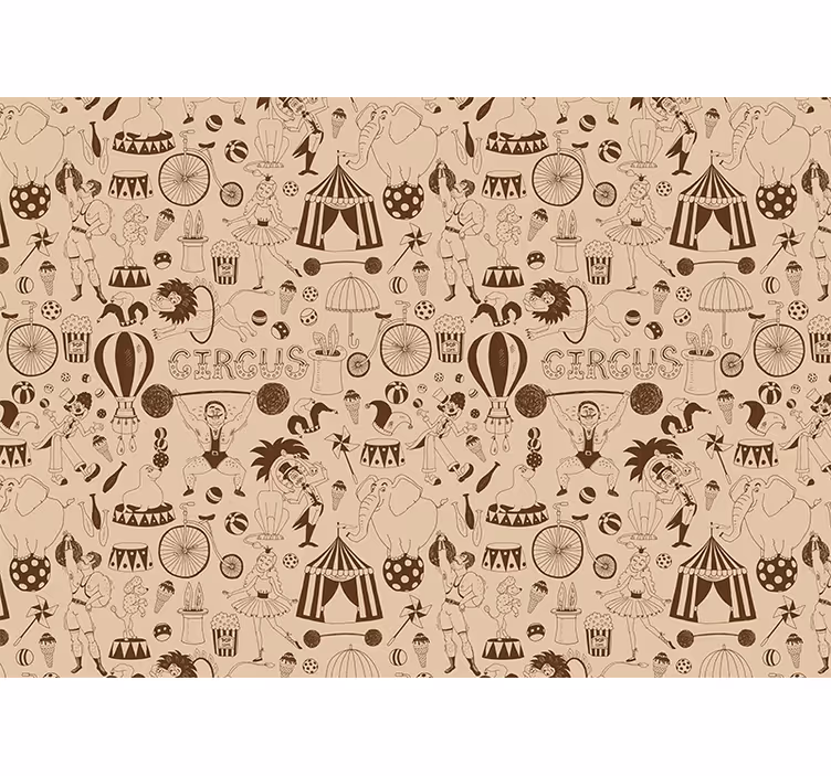 Beige blind with retro brown circus pattern - TenStickers