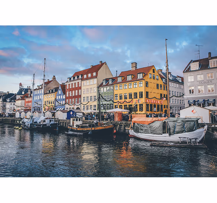 Copenhagen houses with ships bedroom blind - TenStickers