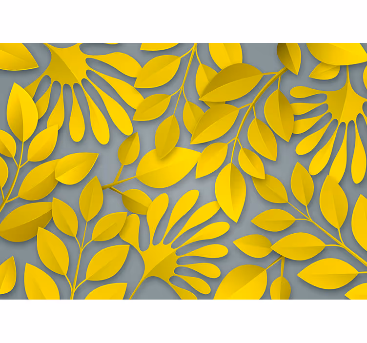 Bedroom blind in grey and yellow leaves - TenStickers