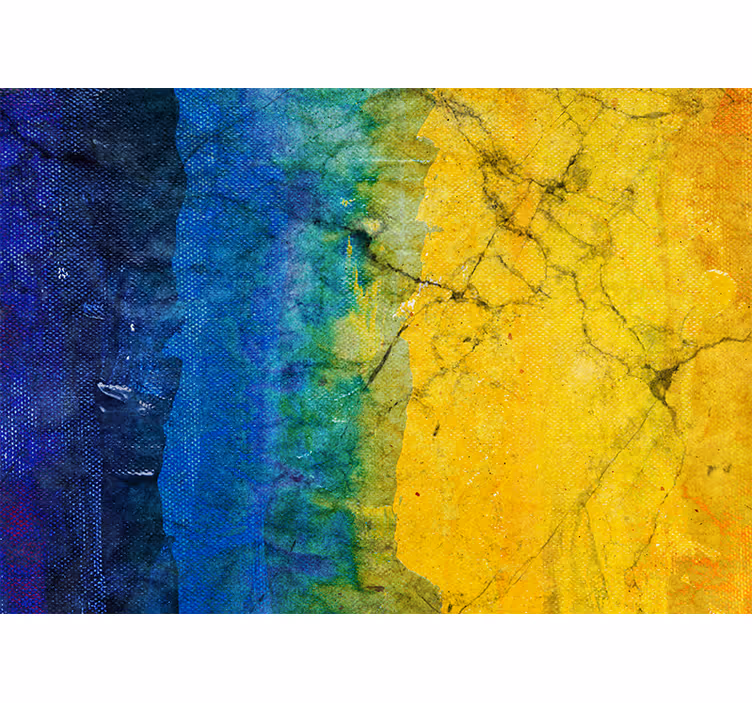 Bedroom blind blue and yellow abstract art - TenStickers