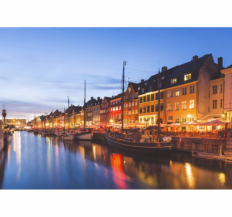 Colorful copenhagen evening houses bedroom blind - TenStickers