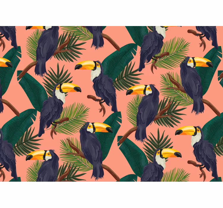 Exotic pink landscape with toucans bedroom blind - TenStickers
