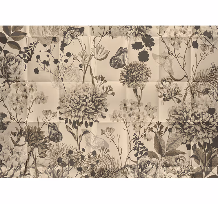 Bedroom blind in beige floral design - TenStickers