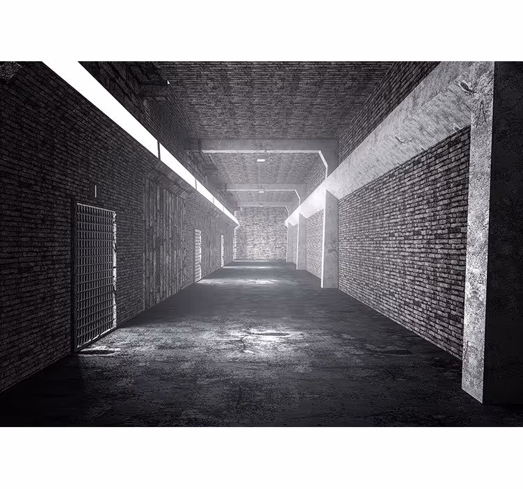 Bedroom blind 3d brick tunnel design - TenStickers