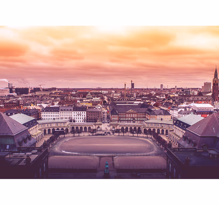 Bedroom blind copenhagen skyline view - TenStickers
