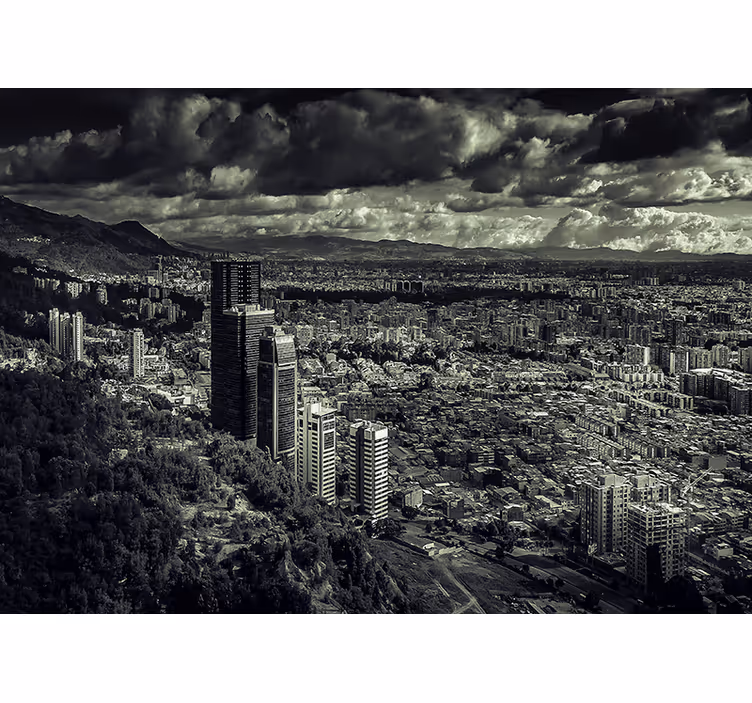 Bedroom blind with views of bogotá city below - TenStickers