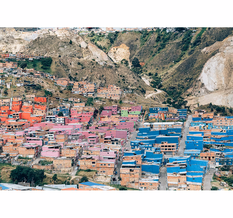 Bedroom blind colorful houses of bogotá - TenStickers