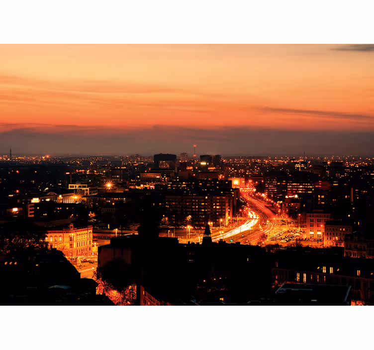 Bedroom blind wrocław night skyline - TenStickers