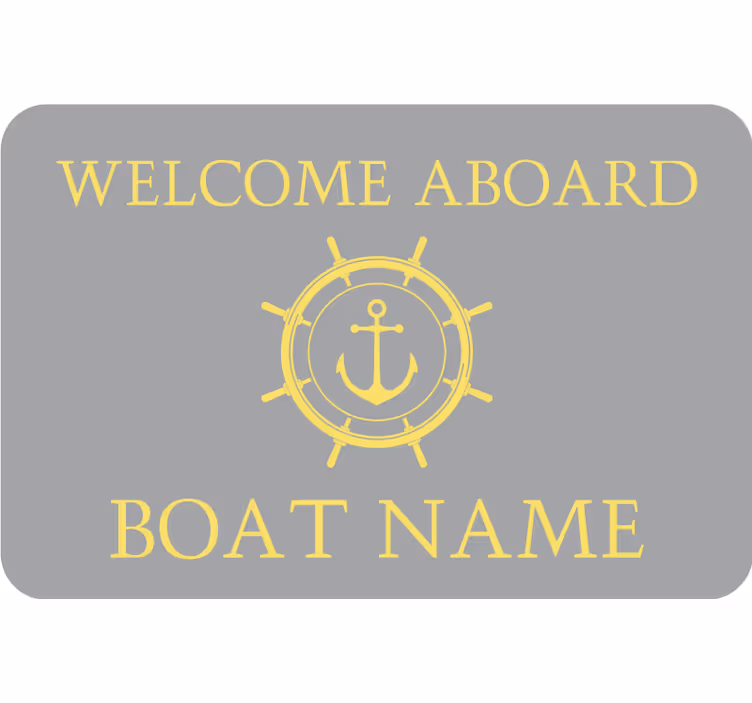 Grey blind pantone welcome aboard with name - TenStickers