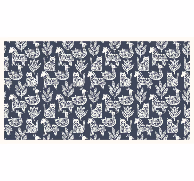 Grey blind with folk horses design - TenStickers