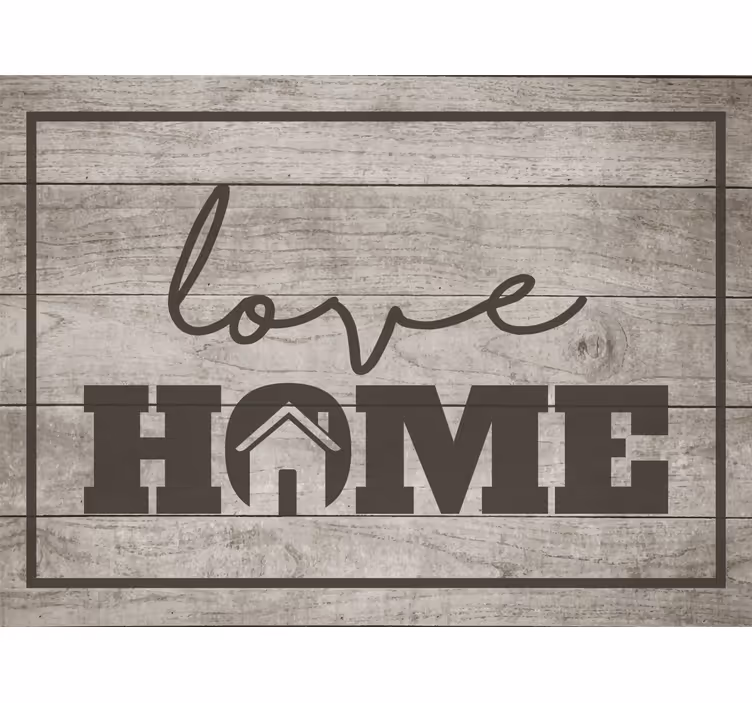 Grey blind love home on gray wooden plank - TenStickers