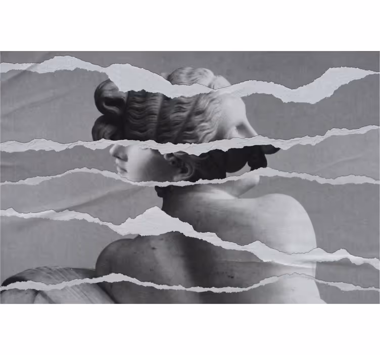 Grey blind with greek statue design in torn paper style - TenStickers