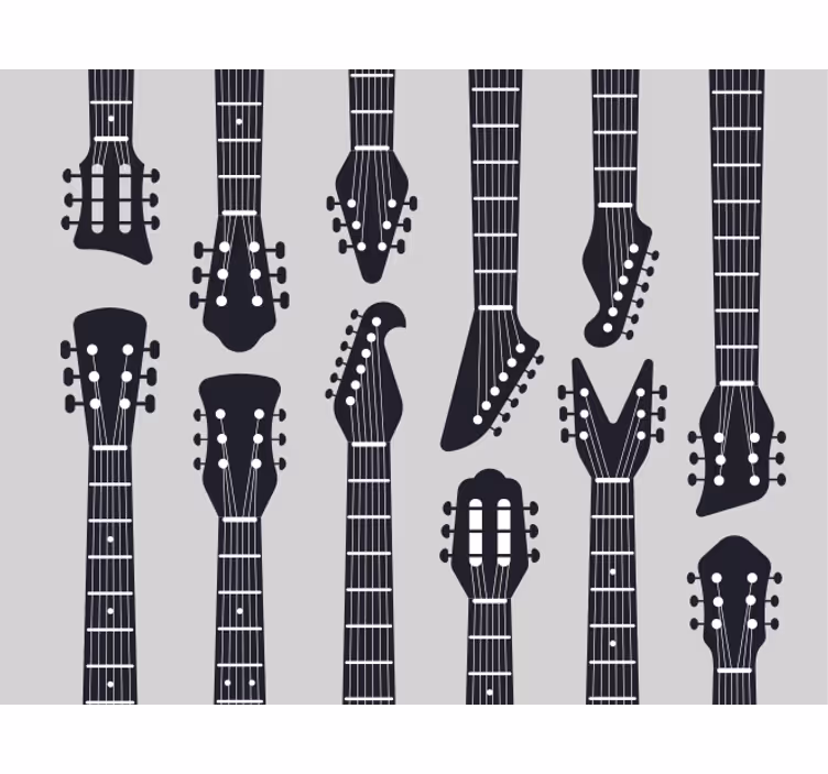 Grey blind rock music guitar neck silhouette - TenStickers