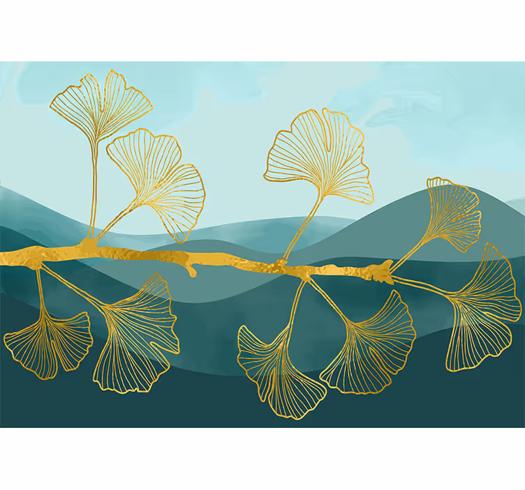 Bedroom blind in glamour style ginkgo tree - TenStickers