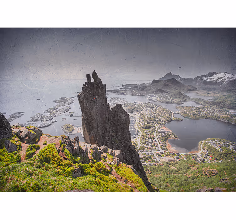 Bedroom blind scandinavian mountains by ocean - TenStickers