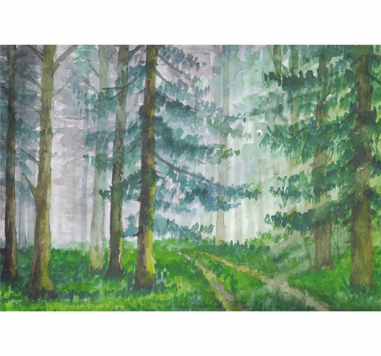 Living room blind scandinavian pine forest design - TenStickers