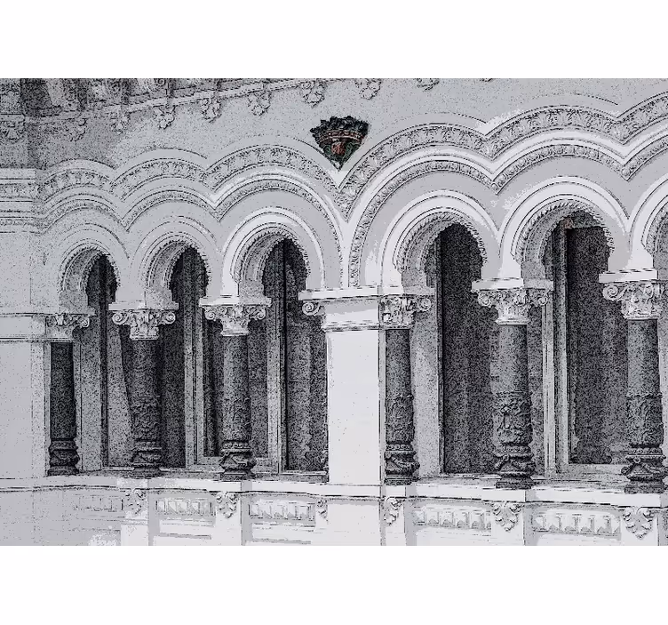 Old architecture 3d living room blind - TenStickers