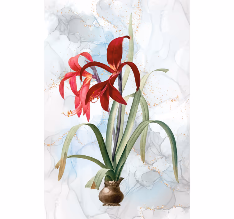 Living room blind with artistic lily design - TenStickers