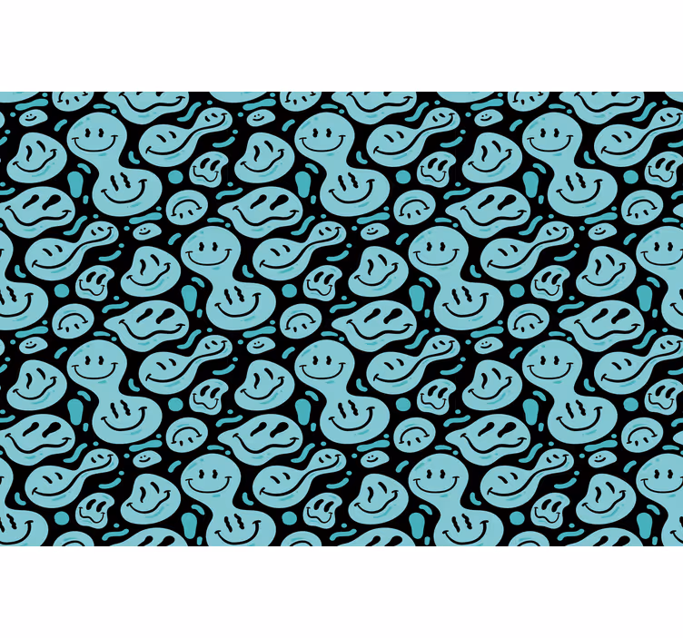 Bedroom blind with black and blue smiley faces - TenStickers