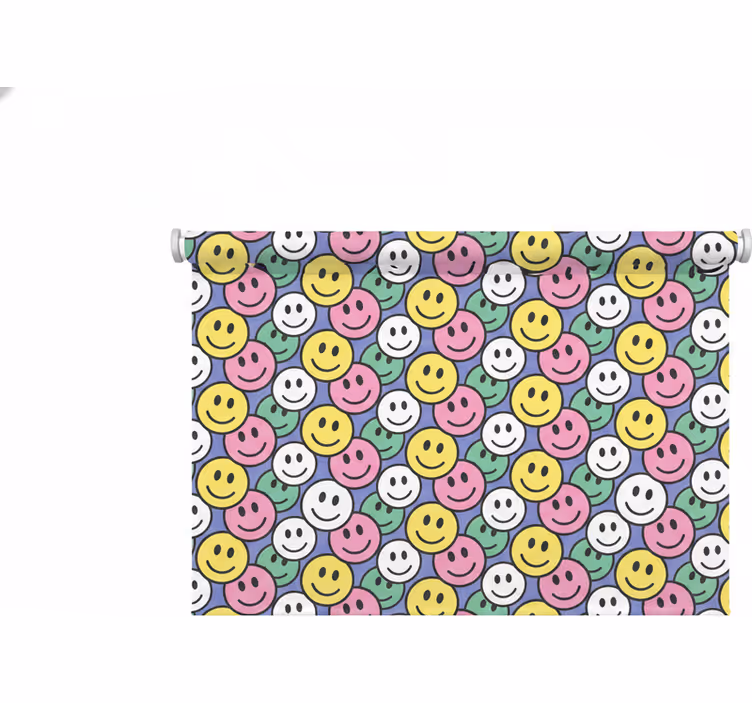 Bedroom blind with colorful pastel smiley faces - TenStickers