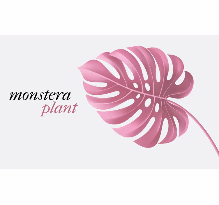 Pink minimalist monstera vinyl rug bedroom blind - TenStickers