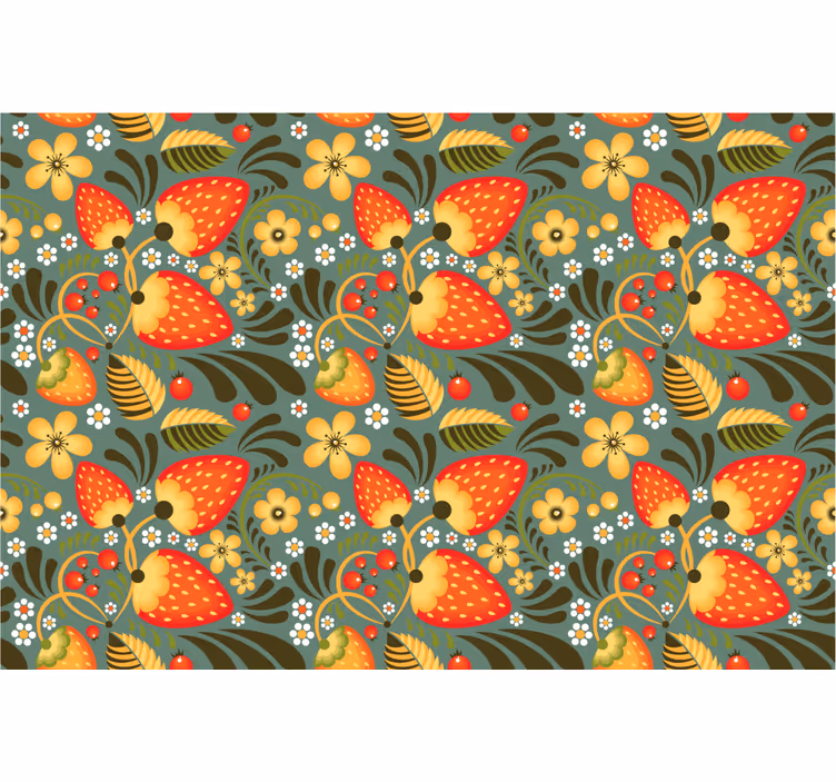 Bedroom blind with russian strawberries and green plants - TenStickers