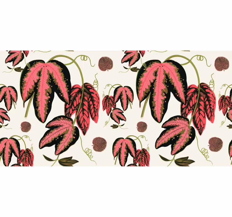 Bedroom blind with red maranta leaves design - TenStickers