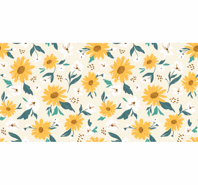 Vintage sunflowers and daisy flowers bedroom blind - TenStickers