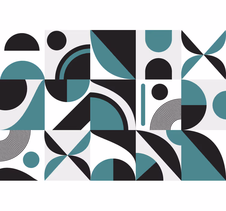 Bedroom blind in black and blue hydraulic design - TenStickers