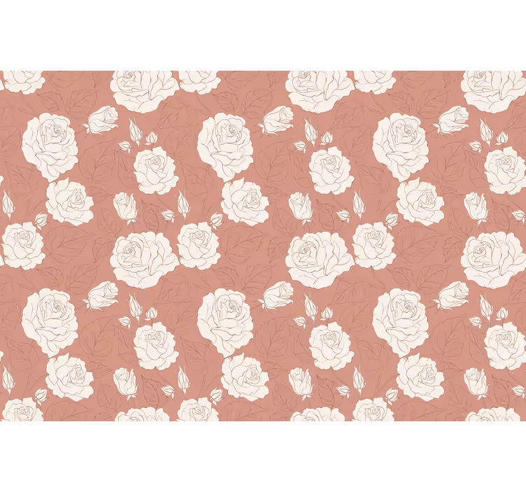 Bedroom blind with terracotta large roses - TenStickers