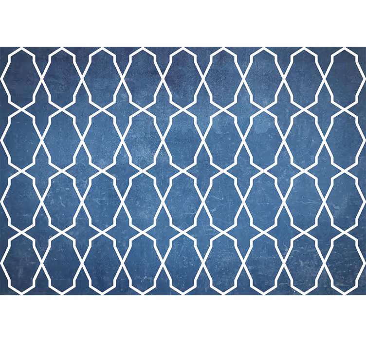 Bedroom blind in white and blue wavy diamond pattern - TenStickers