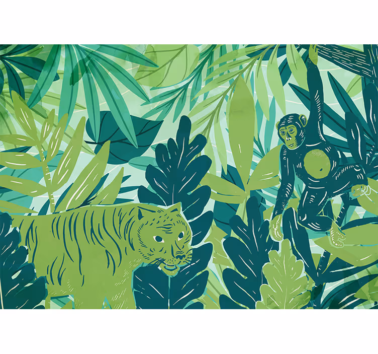 Bedroom blind maximalist bohemian jungle design - TenStickers